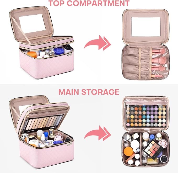 Double Layer Travel Makeup Bag Women, Cosmetic Organizer Case, Travel - Image 2