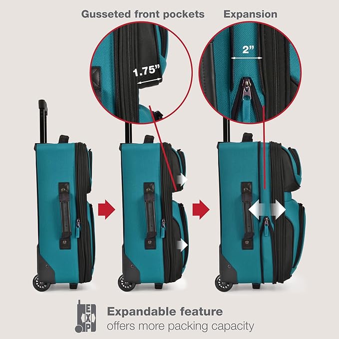 U.S. Traveler Rio Fabric Expandable Carry-on Luggage, Rolling Suitcase - Image 5