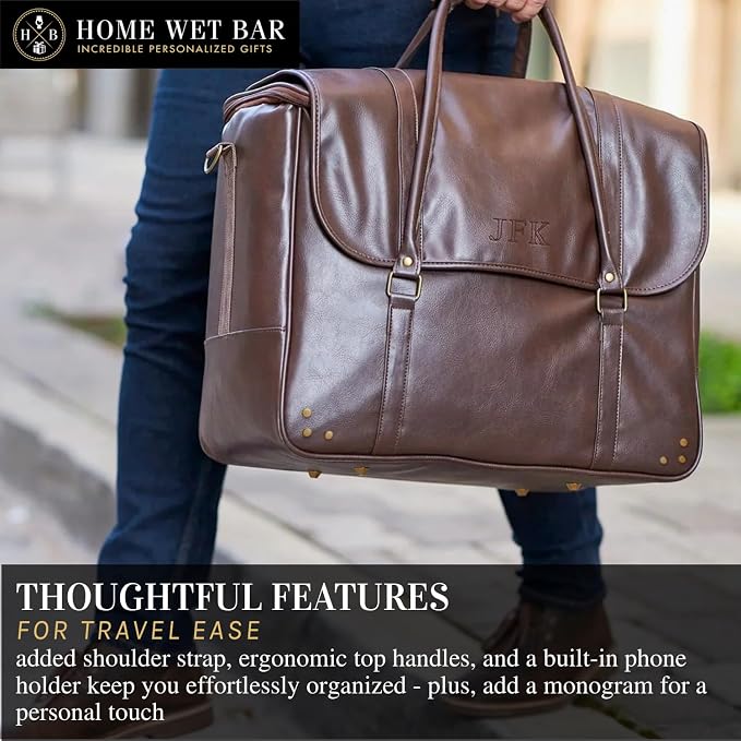 Graham Whiskey Bottle Carrier and Weekender Travel Bag | Customizable - Image 6