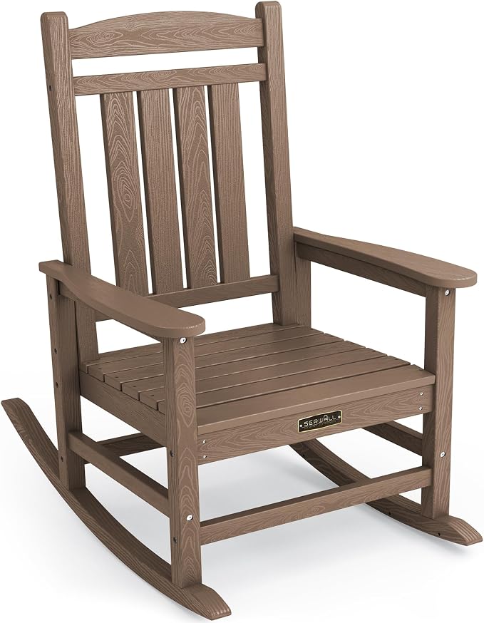 SERWALL Outdoor Rocking Chair, HDPE Patio Rocking Chair All-Weather Porch Rocker by SERWALL