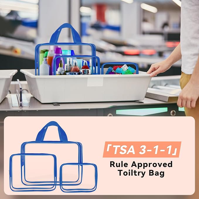 TISRATOK 10 PCS Clear Travel Makeup Toiletry Bag, Plastic PVC Cosmetic TSA - Image 5