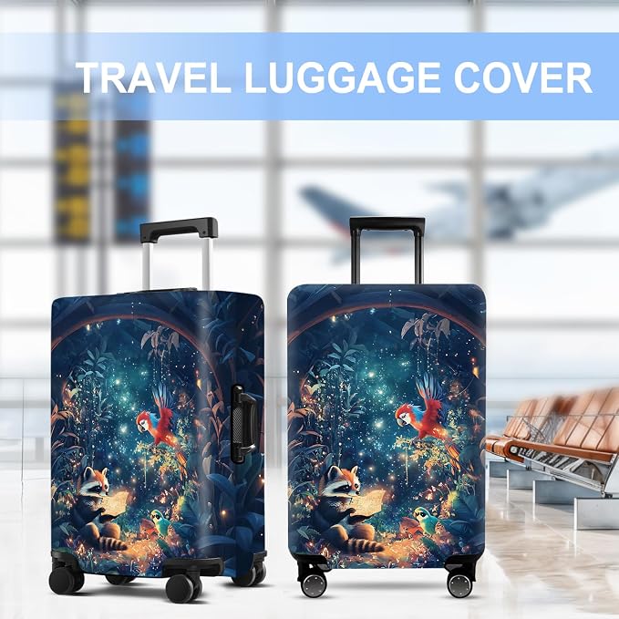 Raccoon Luggage Cover Washable Suitcase Protector Anti-Scratch, Stretchable Fit - Image 5