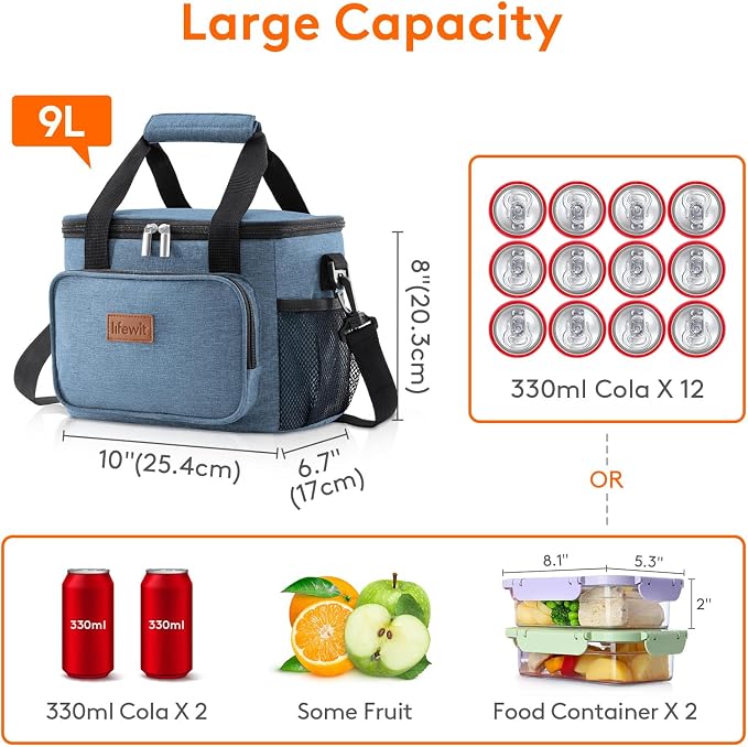 Lifewit Medium Lunch Bag Insulated Lunch Box Soft Cooler Cooling Tote - Image 4