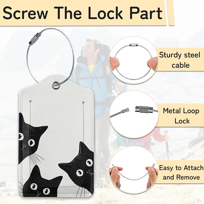 Black Cat Luggage Tag for Suitcase, Design - Image 2