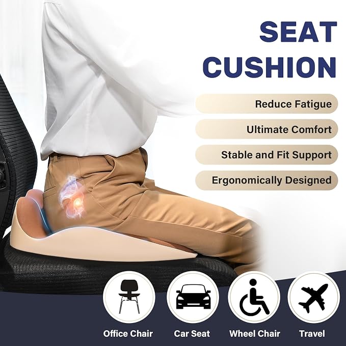 Coverado Car Seat Cushion with Memory Foam, Ergonomic Driving Seat Cushion - Image 2