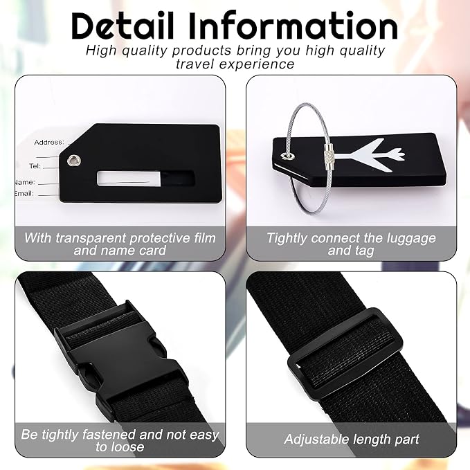 Weewooday 8 Pcs Luggage Straps Suitcase Tags Set - Image 3