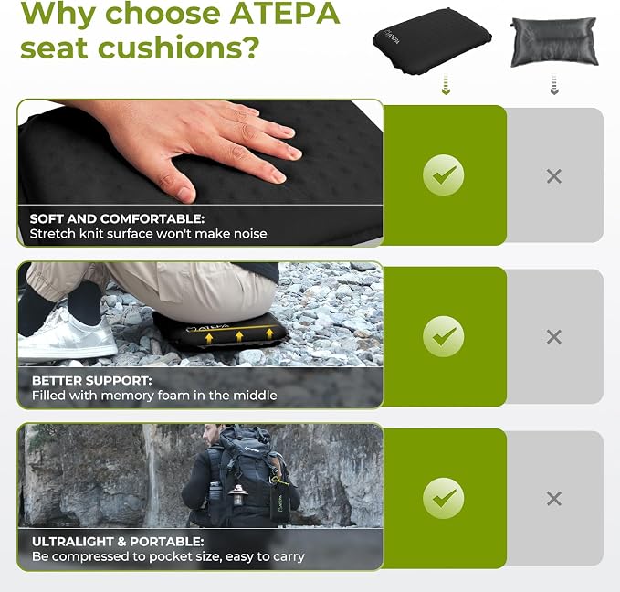 ATEPA Inflatable Stadium Seat Cushion, Self-Inflating Memory Foam Stadium Seats - Image 5