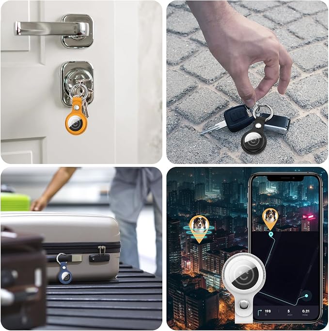 RFUNGUANGO Airtags Holder Keychain Keyring, 4 Pack Leather Case Cover - Image 4