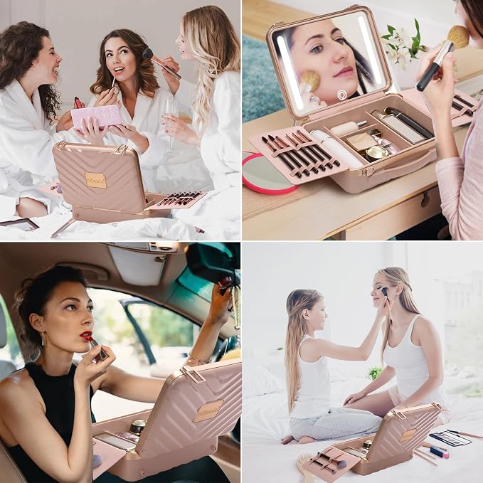 Mocado Travel Makeup Case with Lighted Mirror, 8 Makeup Brushes & 10x - Image 7