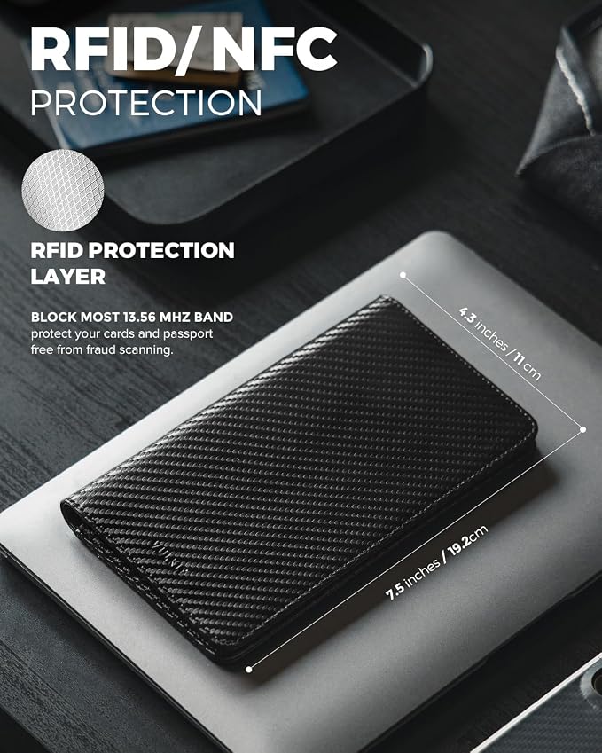 VULKIT Passport Holder Wallet RFID Blocking Travel Wallet - Image 3