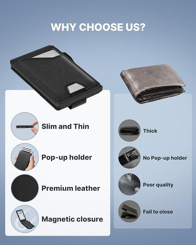 typecase Tactical Wallet for Men Card Holder: Pop Up Card Case, Genuine Leather - Image 8