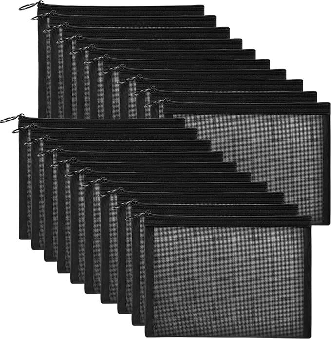 20 Pieces Mesh pouch, Mesh Makeup Bag Portable Makeup Pouch Travel Toiletry Bag by Unoutur