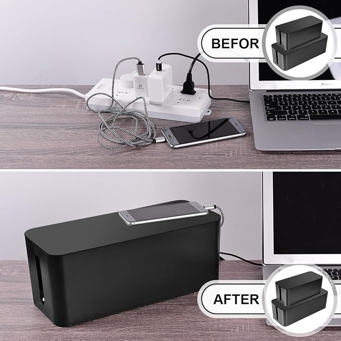 Cable Management Box, 2 Pack Large & Medium Cable Organizer Box - Image 4