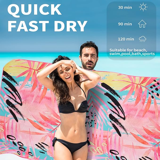 2 Pack Lightweight Thin Beach Towel Oversized 71"x32" Big Extra Large - Image 4