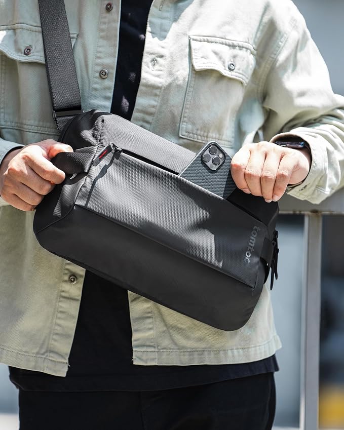 tomtoc Compact EDC Sling Bag, Minimalist Chest Shoulder Backpack Crossbody Bag - Image 6