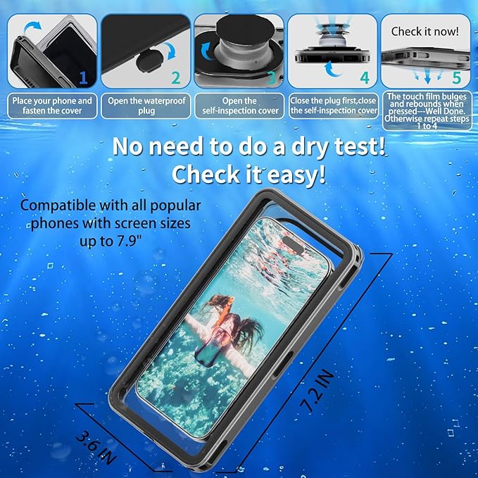 Waterproof Phone Pouch Underwater Protect Bag Wet Touch/Floating - Image 5