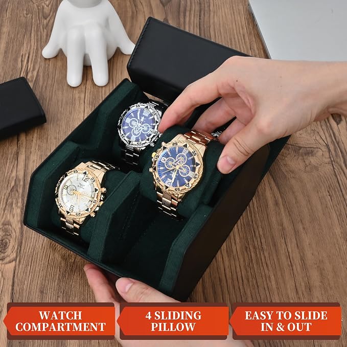 Watch Roll Travel Case for 4 Watchs Storage and Organizer-Secure Storage - Image 4