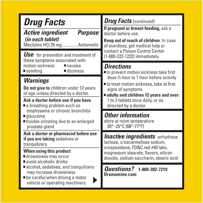 Dramamine Chewable Less Drowsy, Motion Sickness Relief, Raspberry Cream Flavor - Image 7