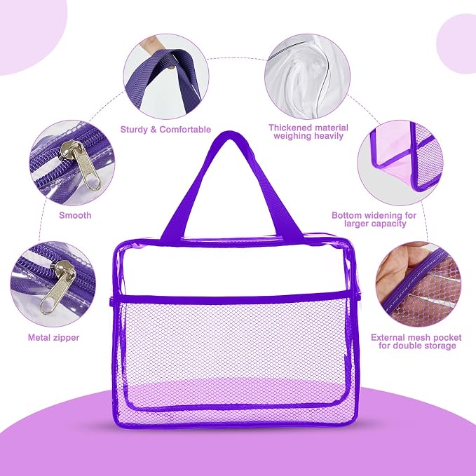 XEWEA Clear Travel Toiletry Bags, 3 Pack TSA Approved Transparent Makeup Bag - Image 2