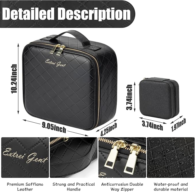 Makeup Travel Train Case with Mirror LED Light 3 Adjustable Brightness Cosmetic - Image 2