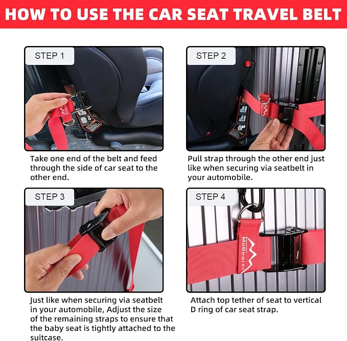 Car Seat Travel Belt to Suitcase, Car Seat Travel Strap to Convert Kid Car Seat - Image 4