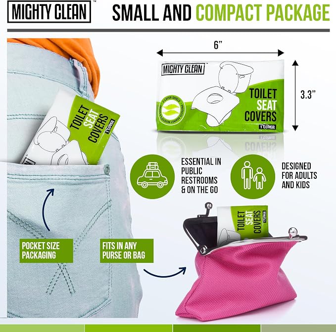 XL Disposable Toilet Seat Covers by Mighty Clean｜100% Waterproof ｜Individually - Image 5