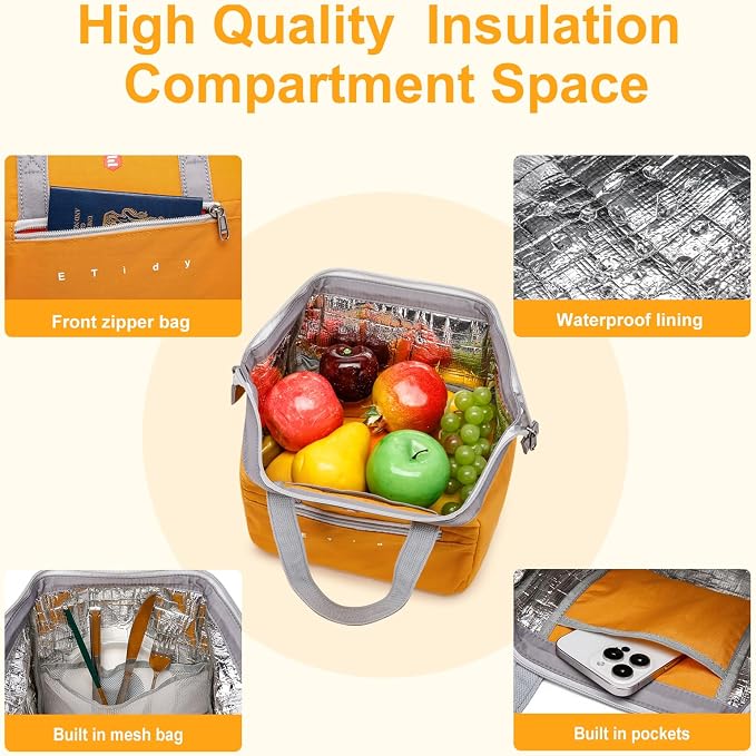 ETidy Fashionable & Lightweight Reusable Lunch Bag Large Capacity Waterproof & - Image 4