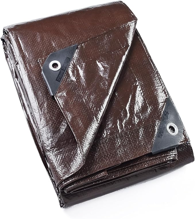 GUARD SHIELD Brown Tarp 10x10 Feet Waterproof Tarps Lightweight Camping Tarp by GUARDSHIELD