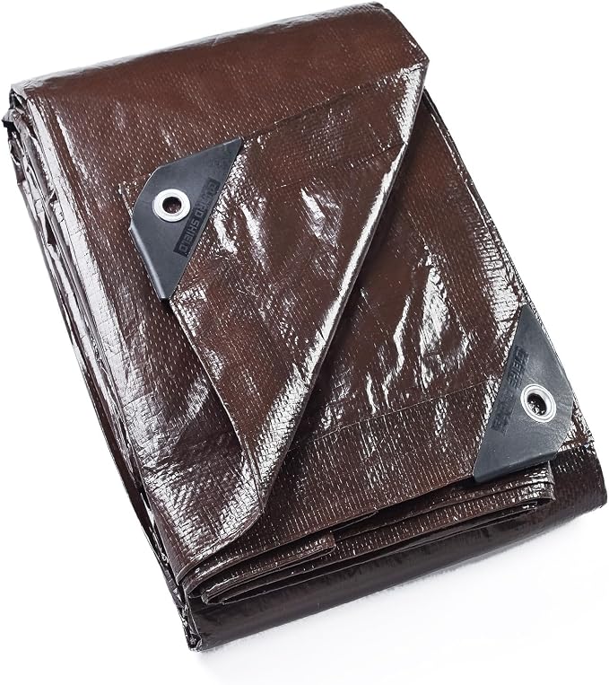 GUARD SHIELD Brown Tarp 10x12 Feet Waterproof Tarps Lightweight Camping Tarp by GUARDSHIELD