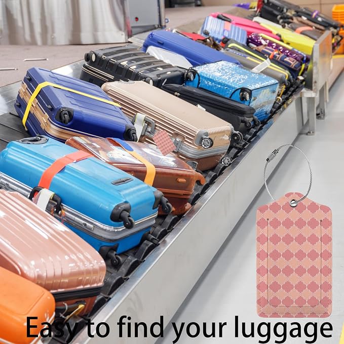 Pink Moroccan Plaid 2 Pack Luggage Tag - Image 5