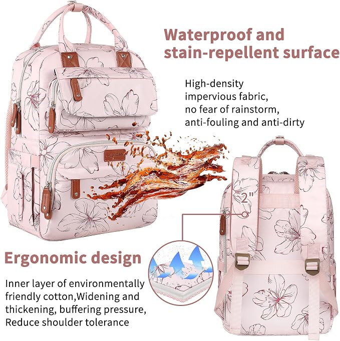 Diaper Bag Backpack, Baby Girl Diaper Bag - Image 8