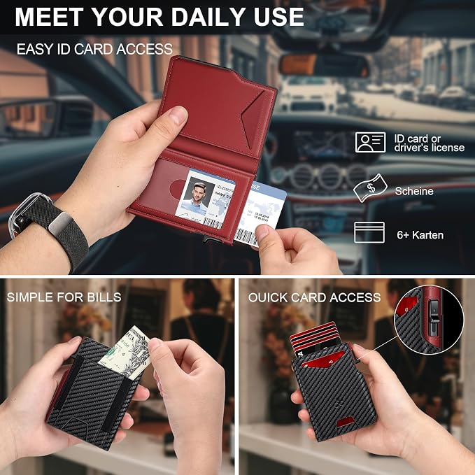 Wallet for Men Wallet with Slim Pop Up Card Holder 9-13 Cards, Bifold - Image 8