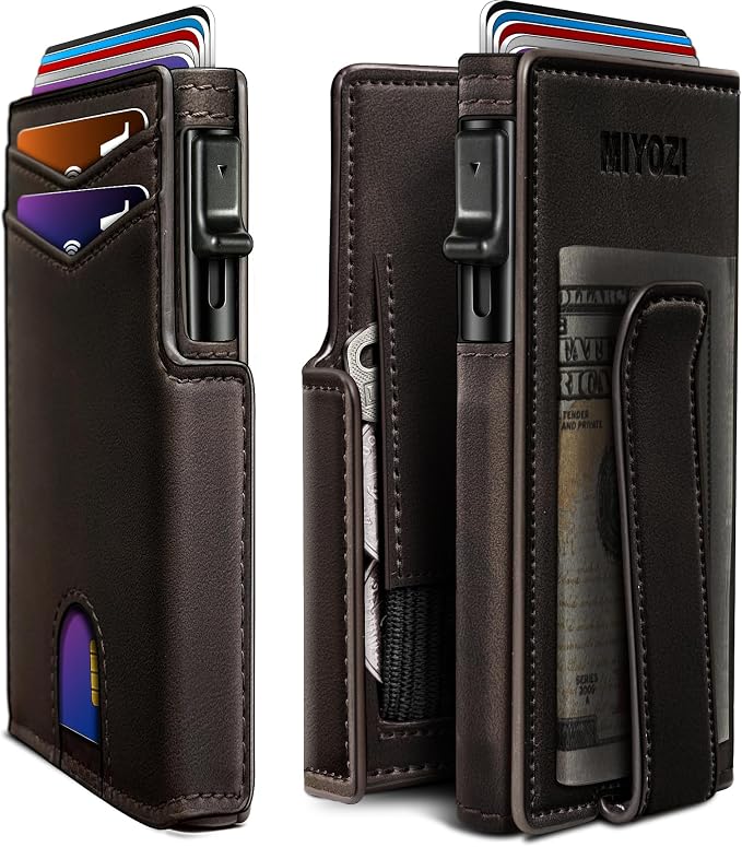Men Wallet, with Money Clip Coins Pocket ID Window, Slim Front Pocket RFID by Miyozi