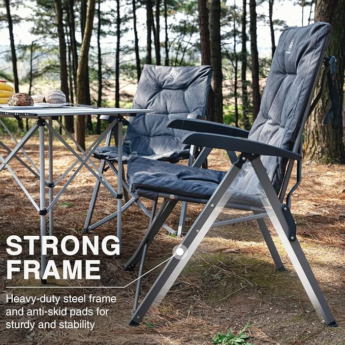 EVER ADVANCED Folding Camping Recliner Chair Fully Padded - Image 8