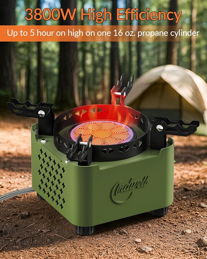 Indwell Camping Stove with Infrared Burner, Single Burner Propane Stove - Image 2