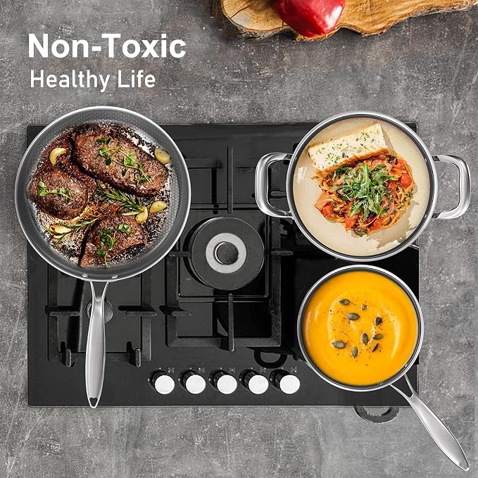 COOKER KING Stainless Steel Cookware Set, Pots and Pans Set Non Stick, Hybrid - Image 4