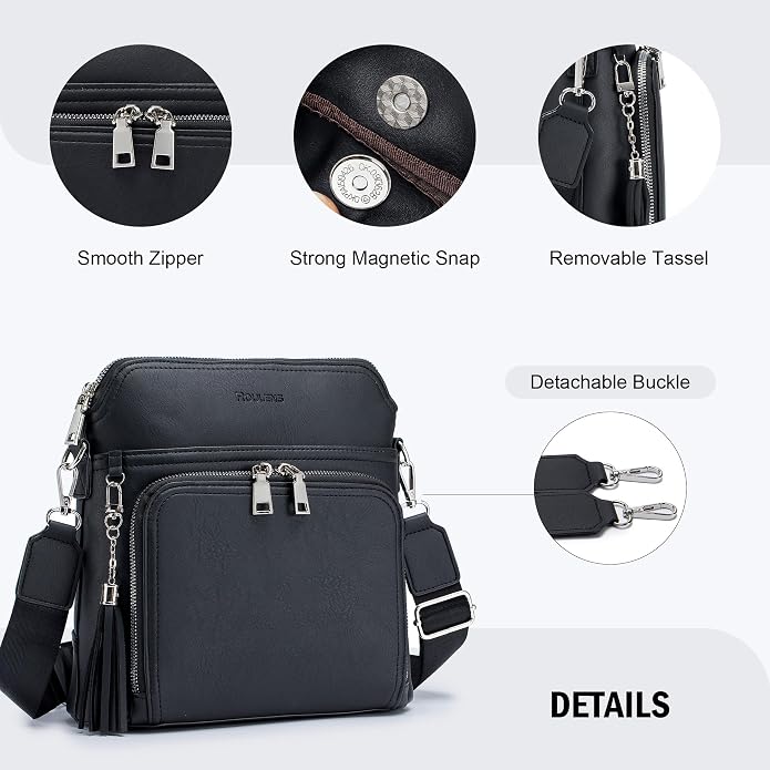 Crossbody Purse for Women, Lightweight Medium Crossbody Bag Soft Leather - Image 6