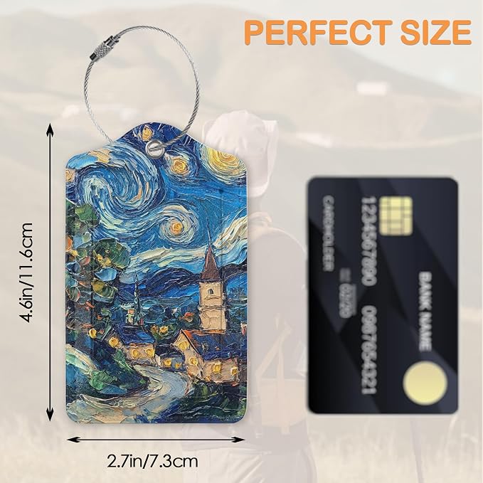 Starry Night Swirl 3 Pack PU Leahter Luggage Tag - Image 2