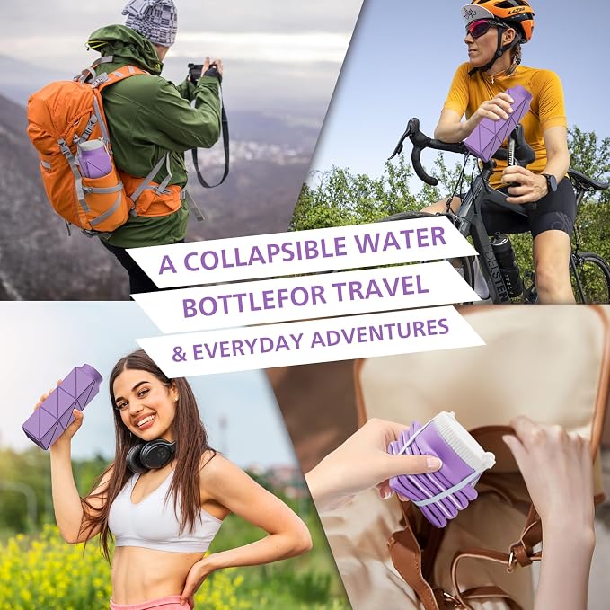 610ml Collapsible Water Bottles Upgrade Foldable Water Bottle BPA Free Reusable - Image 8