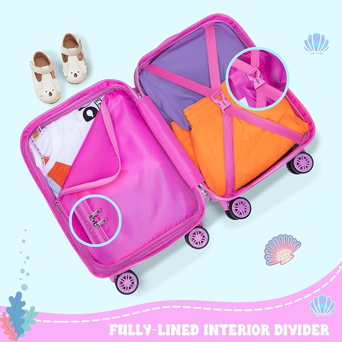 Cute Mermaid Kid’s Luggage Set 2 Piece Suitcase Set 16" Hardside Luggage - Image 6