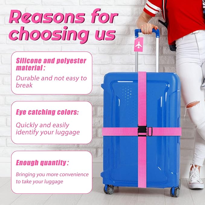 Weewooday 8 Pcs Luggage Straps Suitcase Tags Set - Image 4