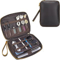 LANNSYNE Full Grain Leather Electronic Organizer Accessory Travel Tech Pouch by LANNSYNE