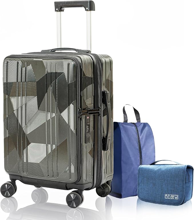20 inch Carry On Luggage Expandable Top Opening/Clamshell Opening, TSA Approved by Lanuitjoy