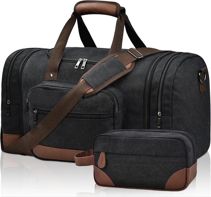 Litvyak Duffle Bag for Travel, 50L Canvas Travel Duffel Bags Overnight Weekend by Litvyak