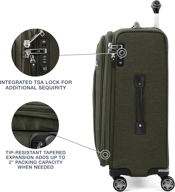 Travelpro Platinum Elite Softside Expandable Checked Luggage, 8 Wheel Spinner - Image 3