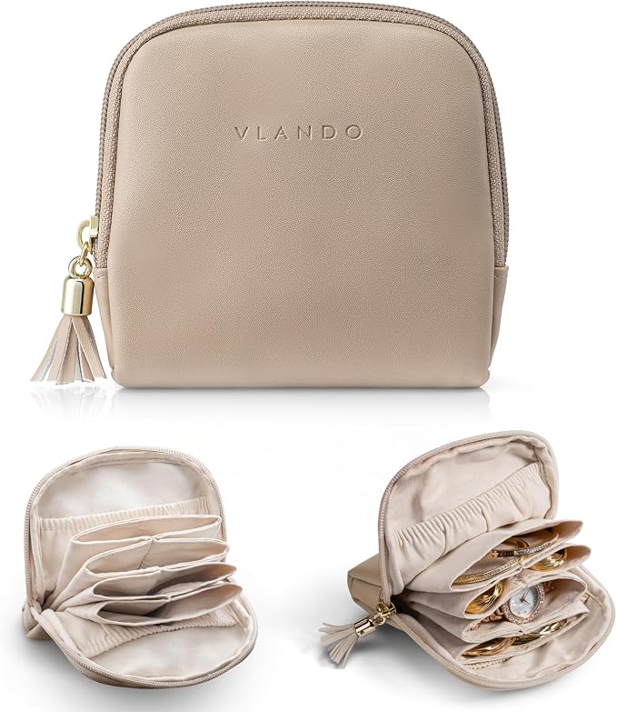Vlando Small Jewelry Travel Case, Jewelry Pouch Bags by VLANDO