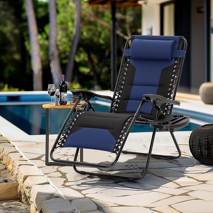 MFSTUDIO Padded Zero Gravity Chair Set of 2, Folding Patio Lounge Recliner - Image 2