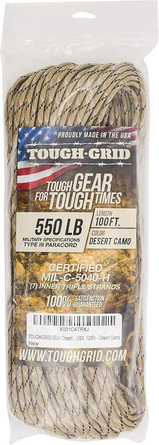 TOUGH-GRID 550 Paracord Rope Nylon Parachute Cord, Made in USA Survival Kit - Image 3