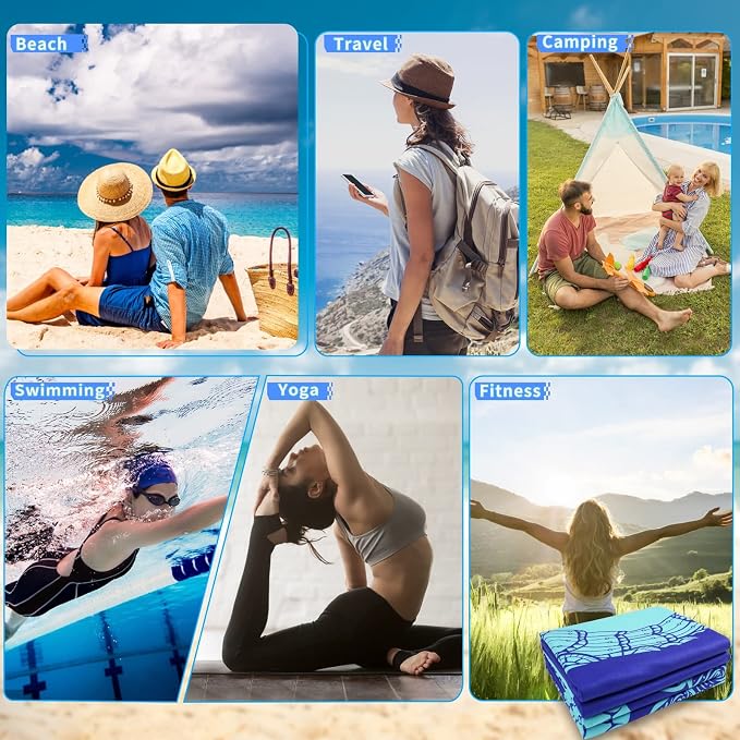 6 Pack Microfiber Thin Lightweight Beach Towel Oversized 71x32 Extra Large Sand - Image 7