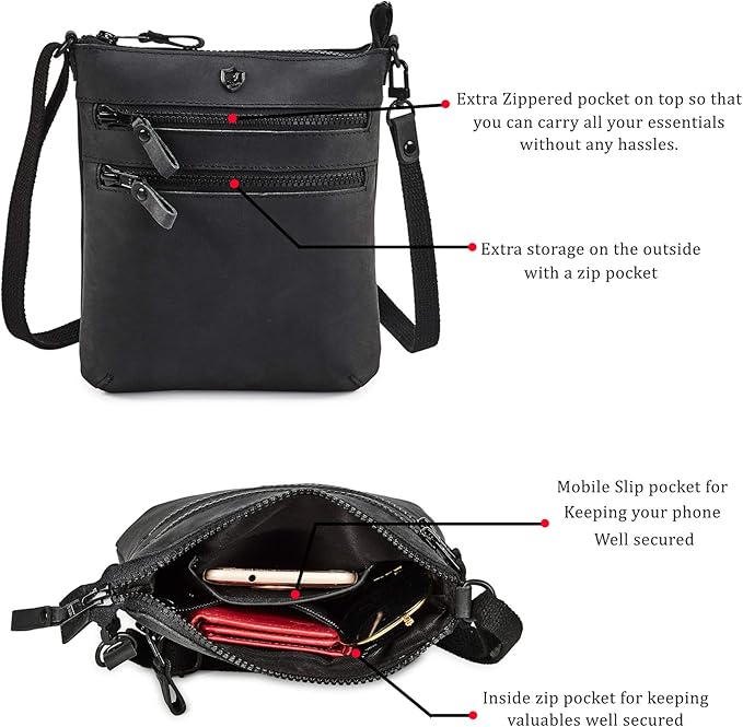 Crossbody Sling Bag for Women Small Real Leather Purse Vintage Travel Crossover - Image 2